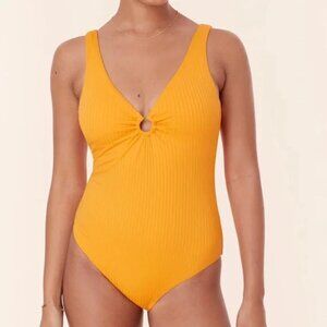 Andie The Bonita‎ One Piece swimsuit wide rib tangerine size L